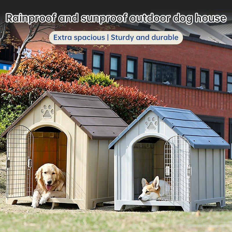 Heavy Duty Outdoor Dog House - 4 Season Insulated Shelter Waterproof & Anti-UV Kennel for All Size Dogs